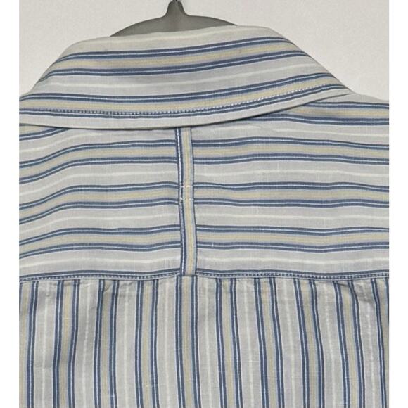 Banana Republic Classic XXL Tall Linen Cotton Shirt Blue White Stripe Long Sleev - Picture 7 of 13
